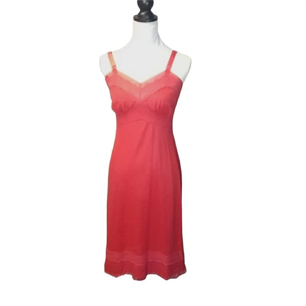Vtg 50s Philmaid red full slip dress - Picture 2 of 8